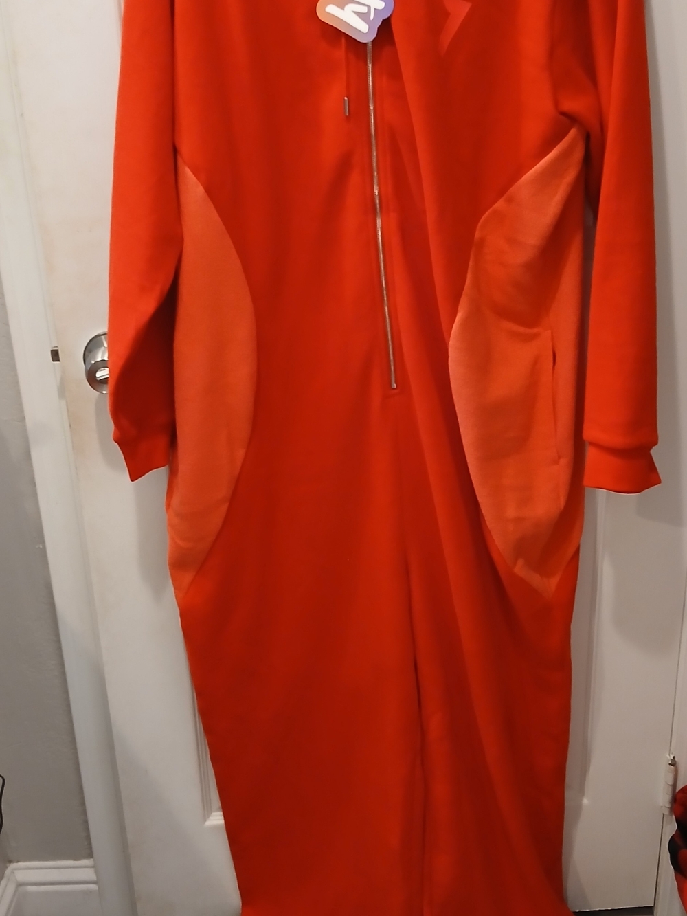 Fabletics Yitty Elegant Orange Maxi Dress with Front Zip and Pocket Details
